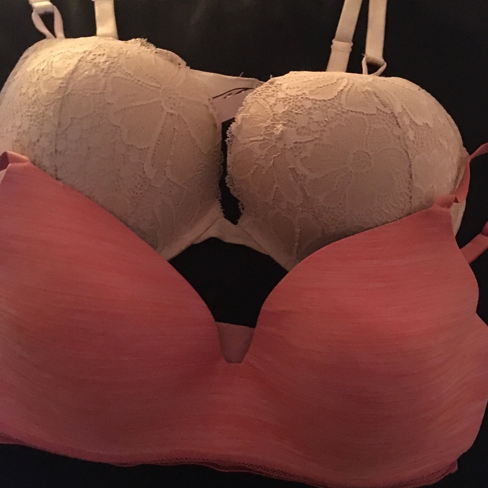 Victoria's Secret Pink and Cream Lace Bra Duo